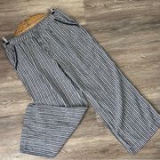 Blue striped linen wide leg pants