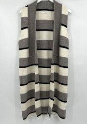 Anthropologie Longline Sweater Vest Sleeveless Striped Neutral Women’s Small