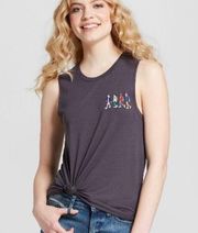 Netflix Stranger Things Embroidered Character Gray Tank Top M