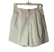 Vtg 90  Cream Khaki Trouser High Waisted Pleated Shorts 28” Waist