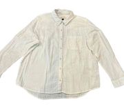 Universal Thread Women's XL Solid White Textured Linen Casual Button-Up Top