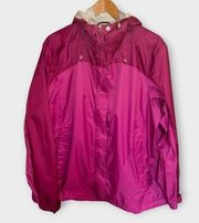 LL Bean Rain Jacket Hooded Waterproof Full Zip Pockets Women's 2X Regular Pink