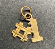 Vintage Avon 1981 Gold Tone #1 Number One Charm Pendant 1/2"