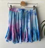 Aakaa Skirt Womens Small Tie Dye Mini Boho Fairy Summer Flowy Vacation Beach