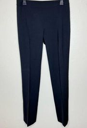 Theory Heula Trousers 8 Womens Black Mid Rise Straight Leg Wool Slacks Pants