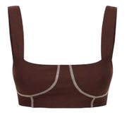NEW WeWoreWhat X LuisaViaRoma Women Small Brown Cropped Corset Athletic Top