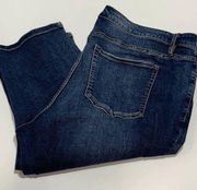 Lane Bryant Womens Pedal Jeans Signature Fit Skinny Capri Dark Blue Wash Size 24