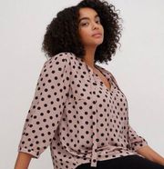 Torrid NWT Georgette Bow Tie Blouse in Pink Dot Size 6