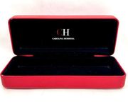 Carolina Herrera Glasses Case Red Leather Hard Shell w/Black Velvet Lining