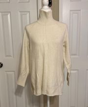 Jeans Oversized Cream Turtleneck Sweater Size: Large