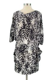 Silk Black and White Animal Print Mini Dress