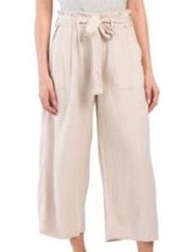 Blank NYC Pants Wide Leg Paperbag Waist Beige XS