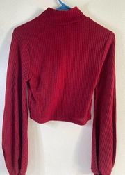 Women Favlux Fashion crop turtle with long sleeve - Red/burgundy size L