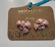 Shiraleah New  Fleur Flower Tassel Boho Stud‎ Earrings Pink Blush