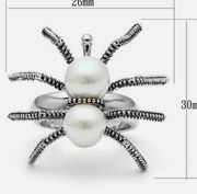 Women’s Rhodium Plated Spider Ring with Pearls Size 10