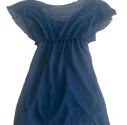 Love21  Sheer Cap Sleeve Blue Mini Dress M Cinched Waist Cocktail Casual Party