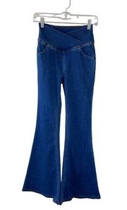 Halara crossover waist flare jeans S