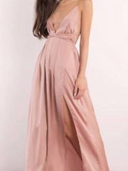 White fox pink halter satin long dress