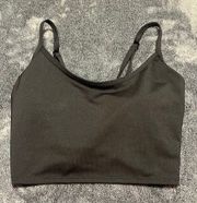 PINK Black Long Lined Sport Bra