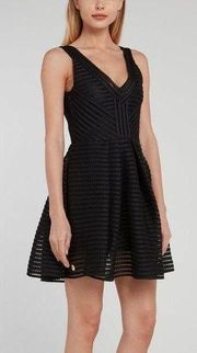 Maje Rayure Mesh-Striped Jersey Mini Dress