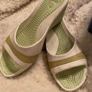 Crocs  Lime Green Wedge Platform Sandals 9