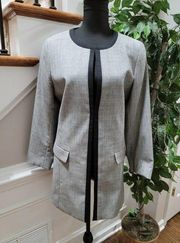 Pendleton Women's Gray plaid 100% Wool Open Front Fitted Long Coat Size 12