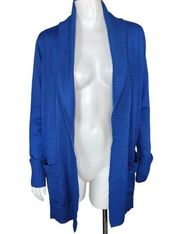 Isaac Mizrahi Live! Shawl Collar Sweater Cardigan Pockets Twilight Blue XS NWOT