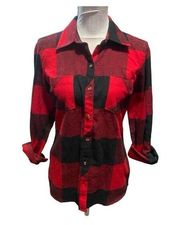 Natural Reflections Red Plaid Button Down Size S