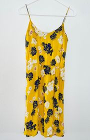 Zara Yellow Floral Print Flowy Summer Dress 