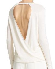NWOT Diane Von Furstenberg cream wool silk sweater open cross back sz S