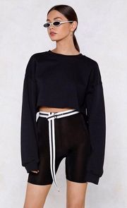 Nasty Gal Black Tight Race Legging Biker Shorts