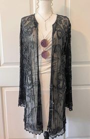 Long Sleeve Boho Sheer Metallic Kimono Vintage Fleetwood Mac Daisy Jones 70’s