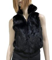 Lucky Brand Dungarees 100% Rabbit Fur Black Vest