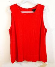 Halogen Tank Red Scalloped Hem & Back Button Up & Low Open Back Sz XL EUC