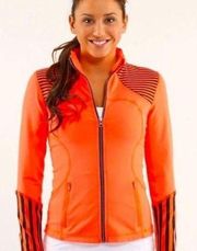 Lululemon  Stride Jacket Neon Coral Orange Striped Define Forme Zip Up Jacket 2