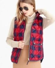 J. Crew Excursion Buffalo Check Plaid Quilted Down Puffer Vest Size XS