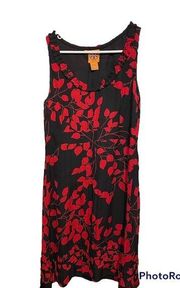 Tory Burch Black Sleeveless Midi Dress with Red Flowers