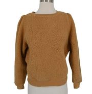 Treasure & Bond Teddy Puff Sleeve Crewneck Pullover Top Beige Size XS NWT