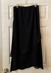 Chicos Design Maxi Skirt size 3 length 36” waist elastic 32” color black  BNWT