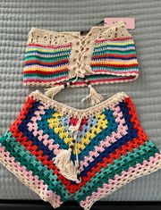 Crochet Knit Two Piece Set