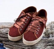 Celtic & Co • Luxe Espadrille Pumps sneaker platform rust suede leather jute