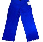 Zac & Rachel Women's Size 6 Blue Ankle Pants Scallop Hem Stretch Tummy Control