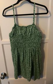 Green Floral Ruched dress