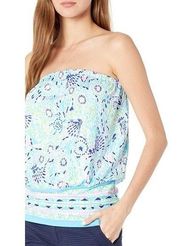 Lilly Pulitzer NWT Adella Strapless Blouson Style Shirred Hip Band Tube Top M