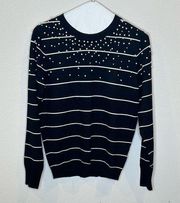 NWT‎ striped/pearled sweater -med