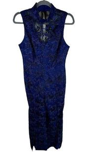 Trina Turk NWT Abasi Royal Blue Lace Embroidered Split Leg Jumpsuit Size 4
