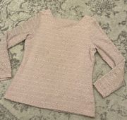 Jennifer Lopez Sweater Size XL Pink Silver Sparkle Baby Pink