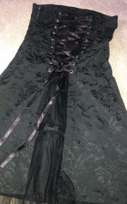 Goth Steampunk Prom Dress Black Strapless Medium