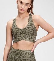 GAP Olive Leopard Crossover Sport Bra