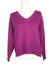 Purple Vneck Knit Sweater Nwt